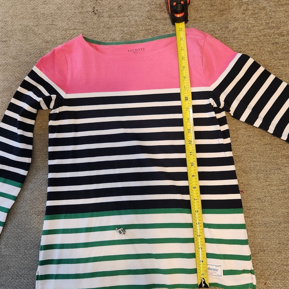 Authentic Talbots Long Sleeve Top - Pink and Black Stripes - Picture 7 of 7